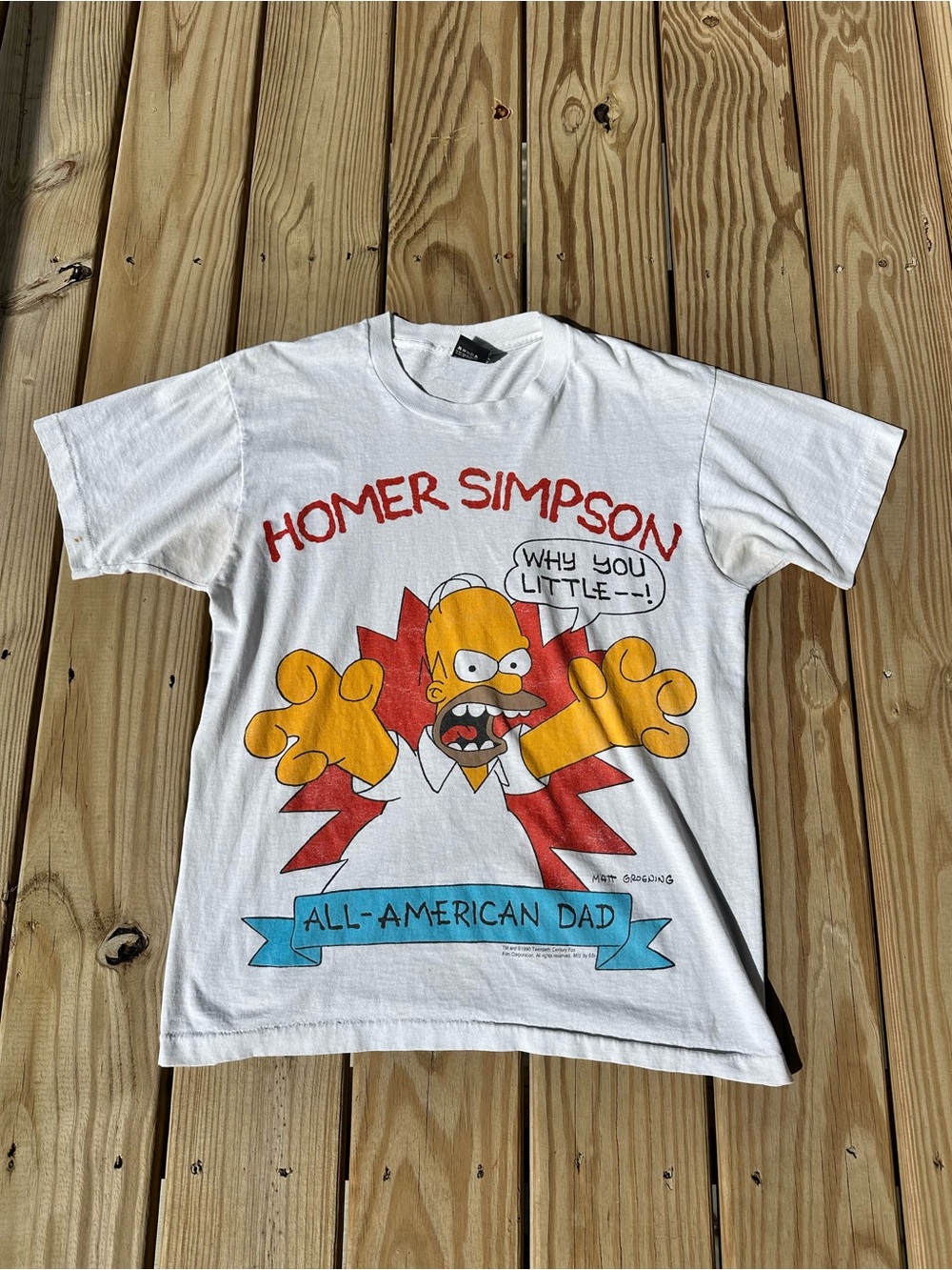 1990 USA Made Homer Simpson All-American Dad Graphic Shirt